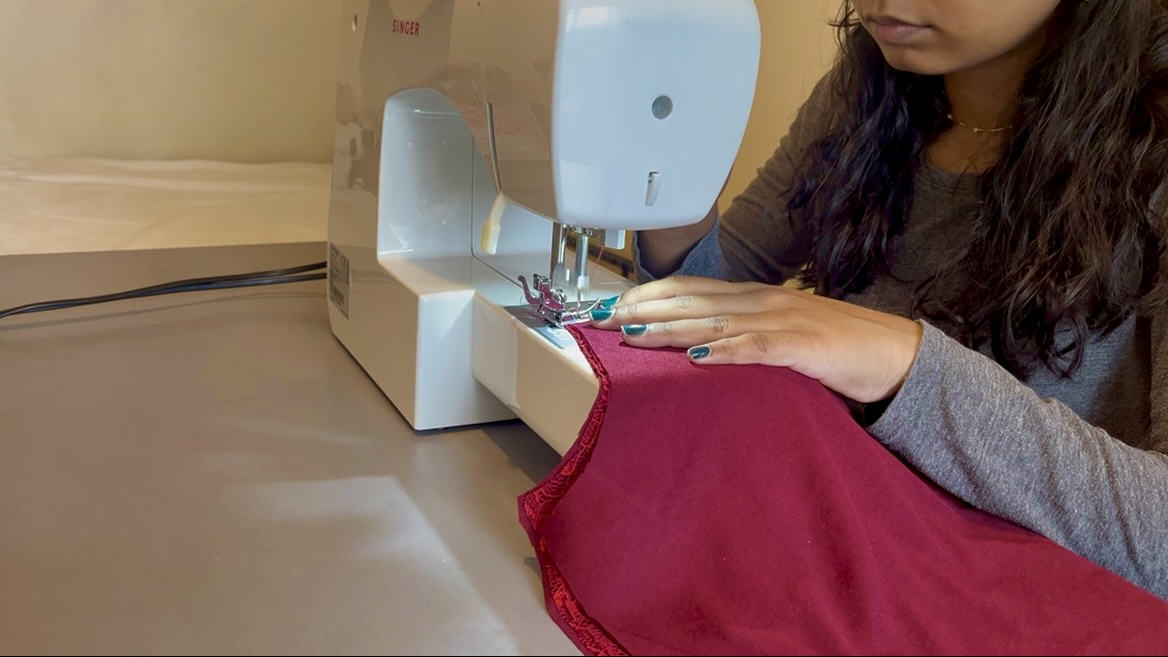 Picture of me sewing